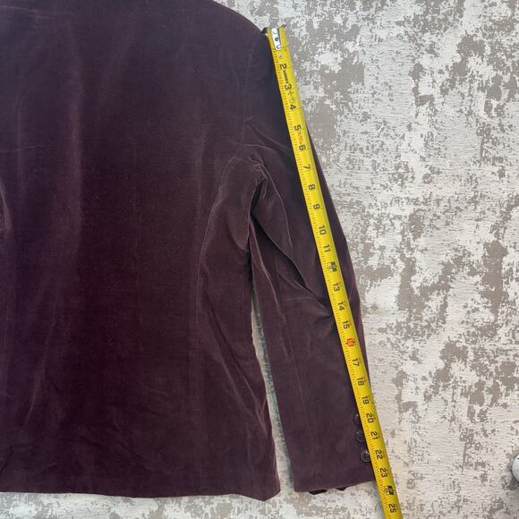 Vintage Purple Plum Velvet Blazer Jacket Women's Velour Positions Size S / 11 - Picture 6 of 6